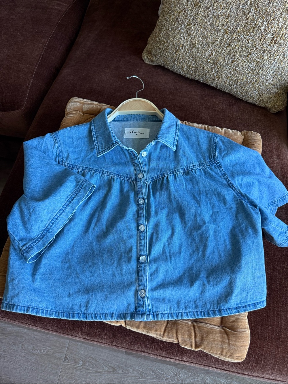KanCan Light Blue Denim Crop Button-Up